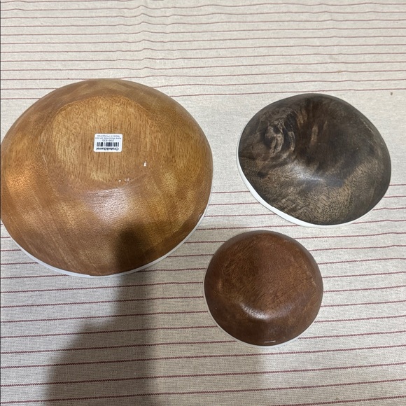 Crate&Barrel Set of Three Wooden Bowls - Picture 2 of 3